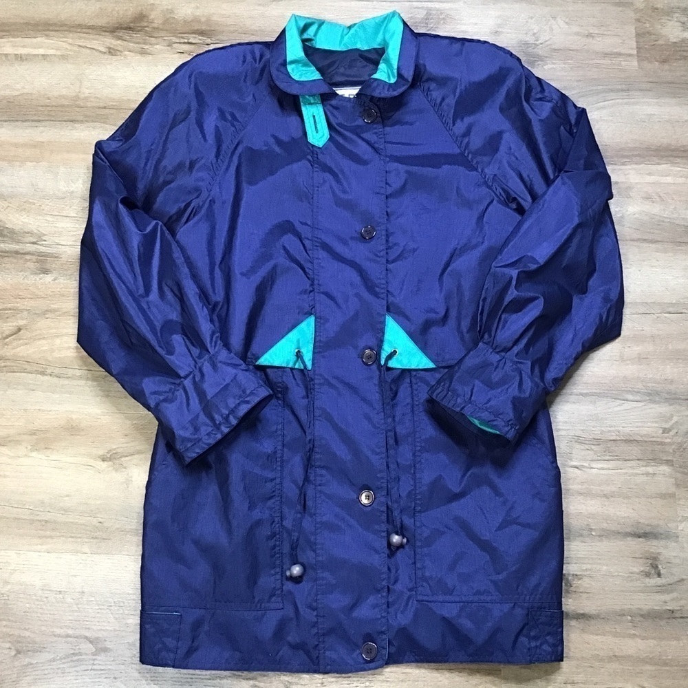 IZZI Jacket Size Small Rain Windbreaker Outerwear Pockets Blue